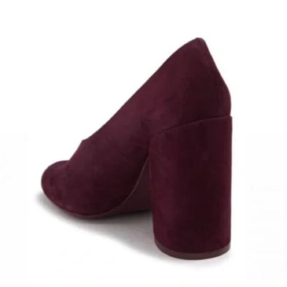 #1140 Tory Burch Lucia Suede Leather Chunky Heel Pump Shoes Size 8.5 Merlot - Picture 2 of 2